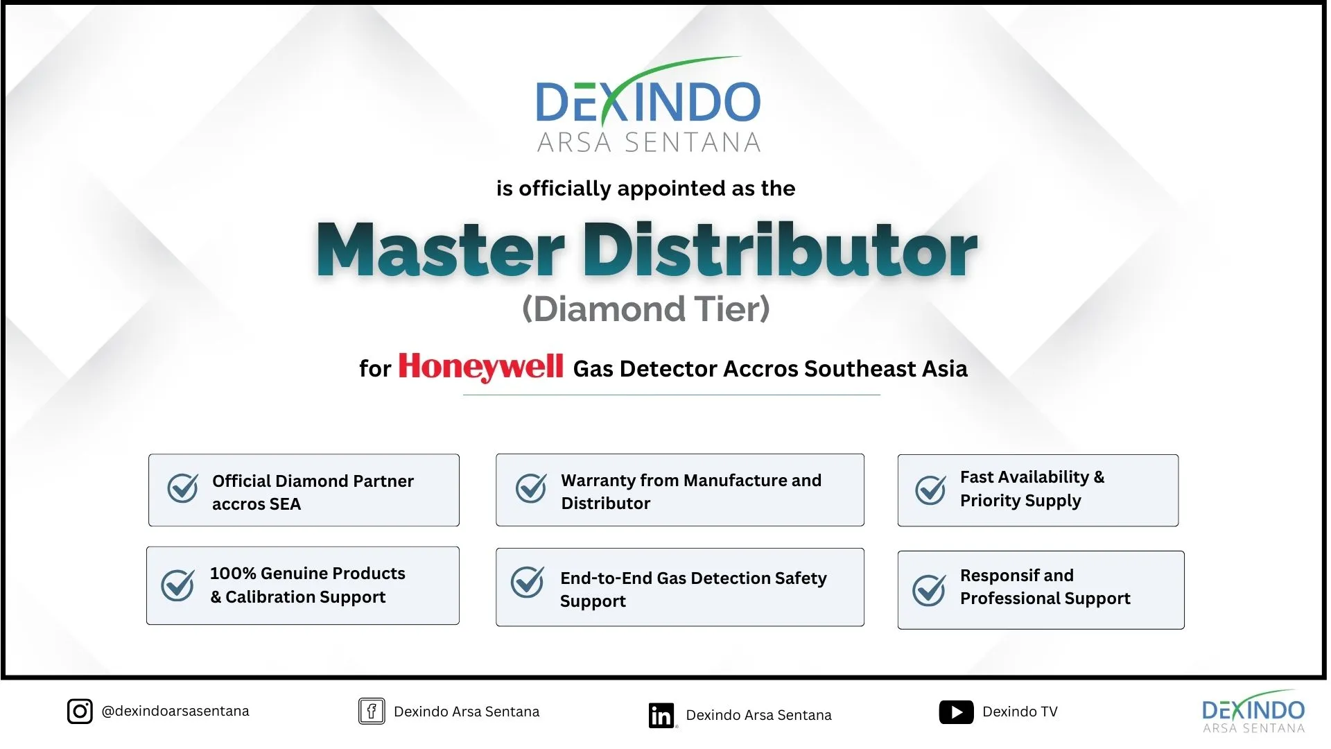 dexindo as officially master distributor honeywell gas detector